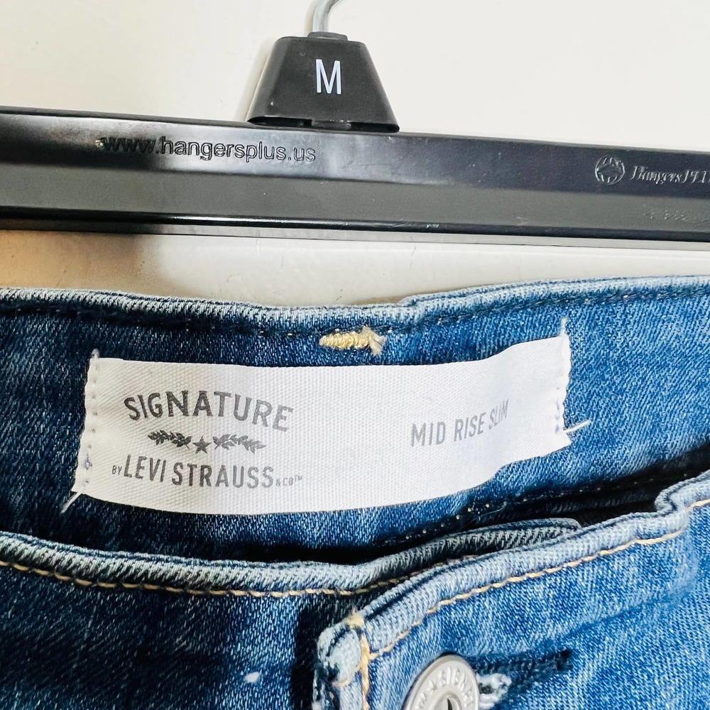 Levi's Mid Rise Slim Jeans 32 Med Wash Skinny Denim Stretch Faded High Waist - Picture 4 of 7